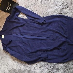 Grace Karin long cardigan Navy Blue Pockets Lightweight size L